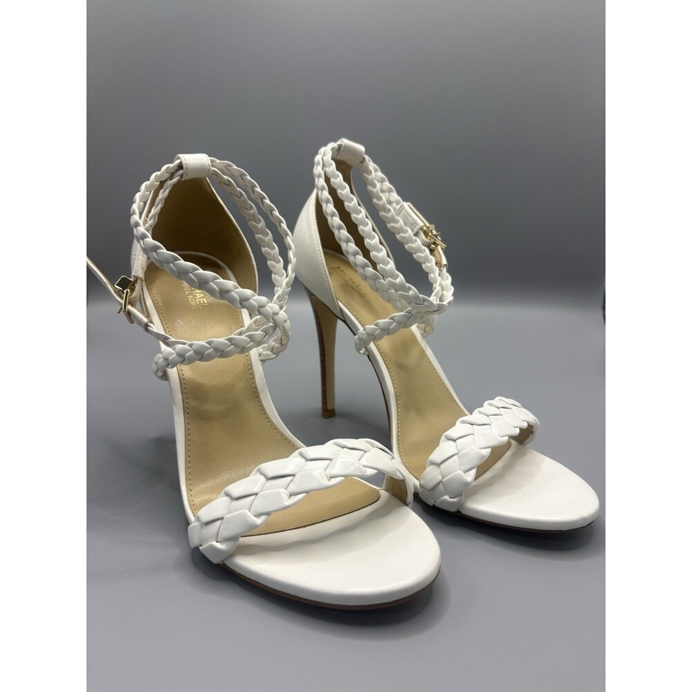Michael Kors White Astrid Wrapped Sandals Slide Shoes Heels Pumps NEW Size 10